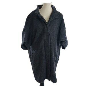 Ann Taylor Cardigan Sweater Jacket Charcoal Gray Wool Short Sleeve Womens Size S